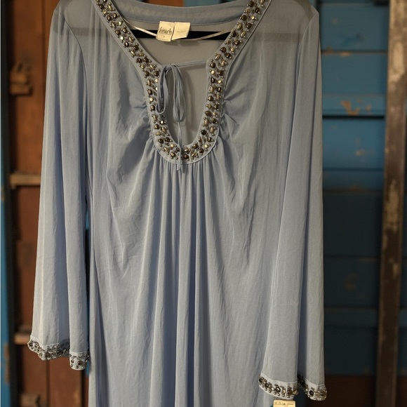 New‎ INC International Concepts Beach Light Blue Beach Dress with beaded accents - Picture 4 of 12